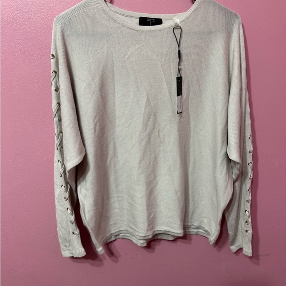 Tahari Tops - Tahari Cream Lace-Up Sleeve Sweatshirt size. SP